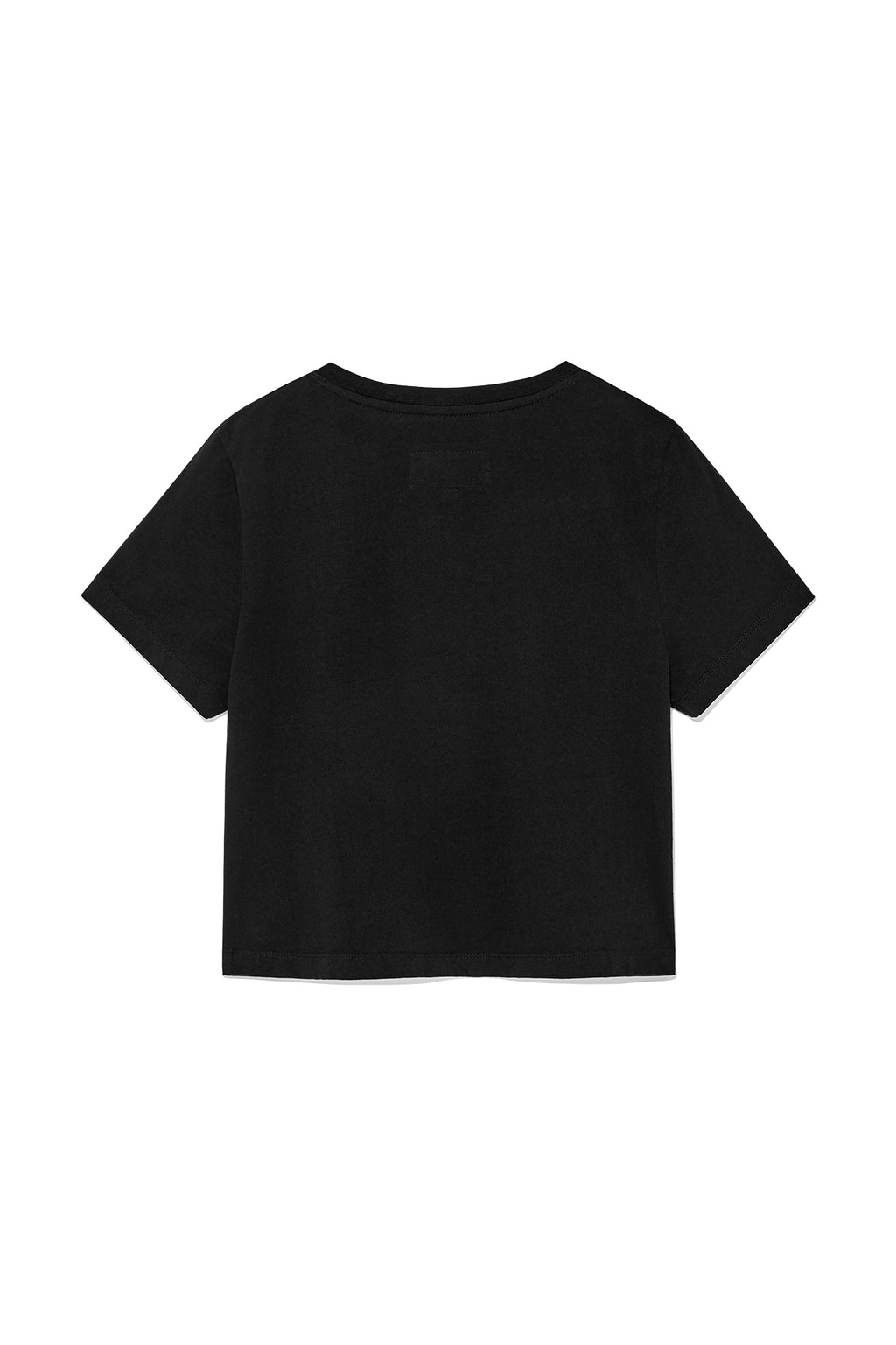 [matinkim] UNBALANCE TYPO LOGO CROP TOP IN BLACK