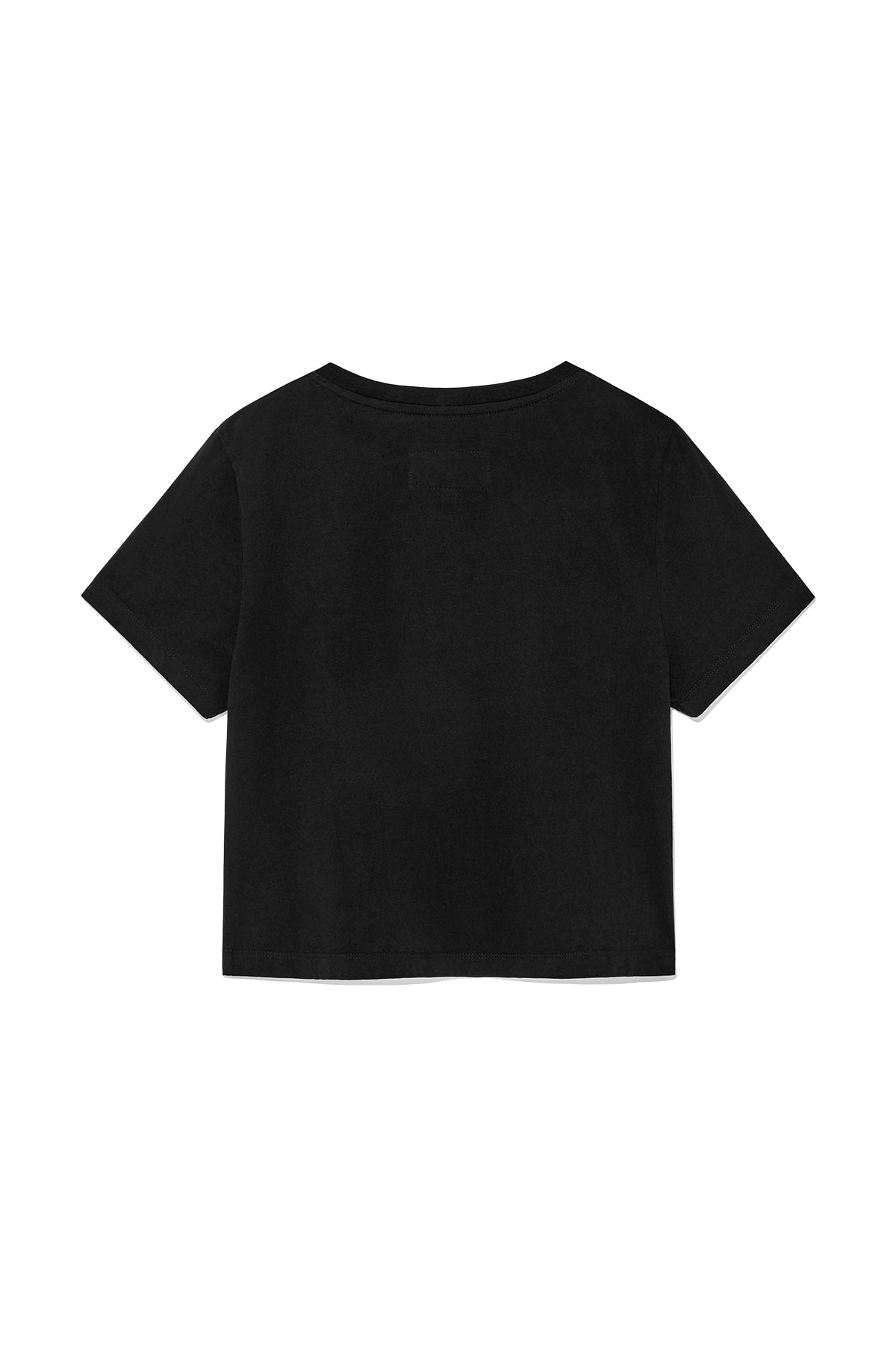 [matinkim] UNBALANCE TYPO LOGO CROP TOP IN BLACK