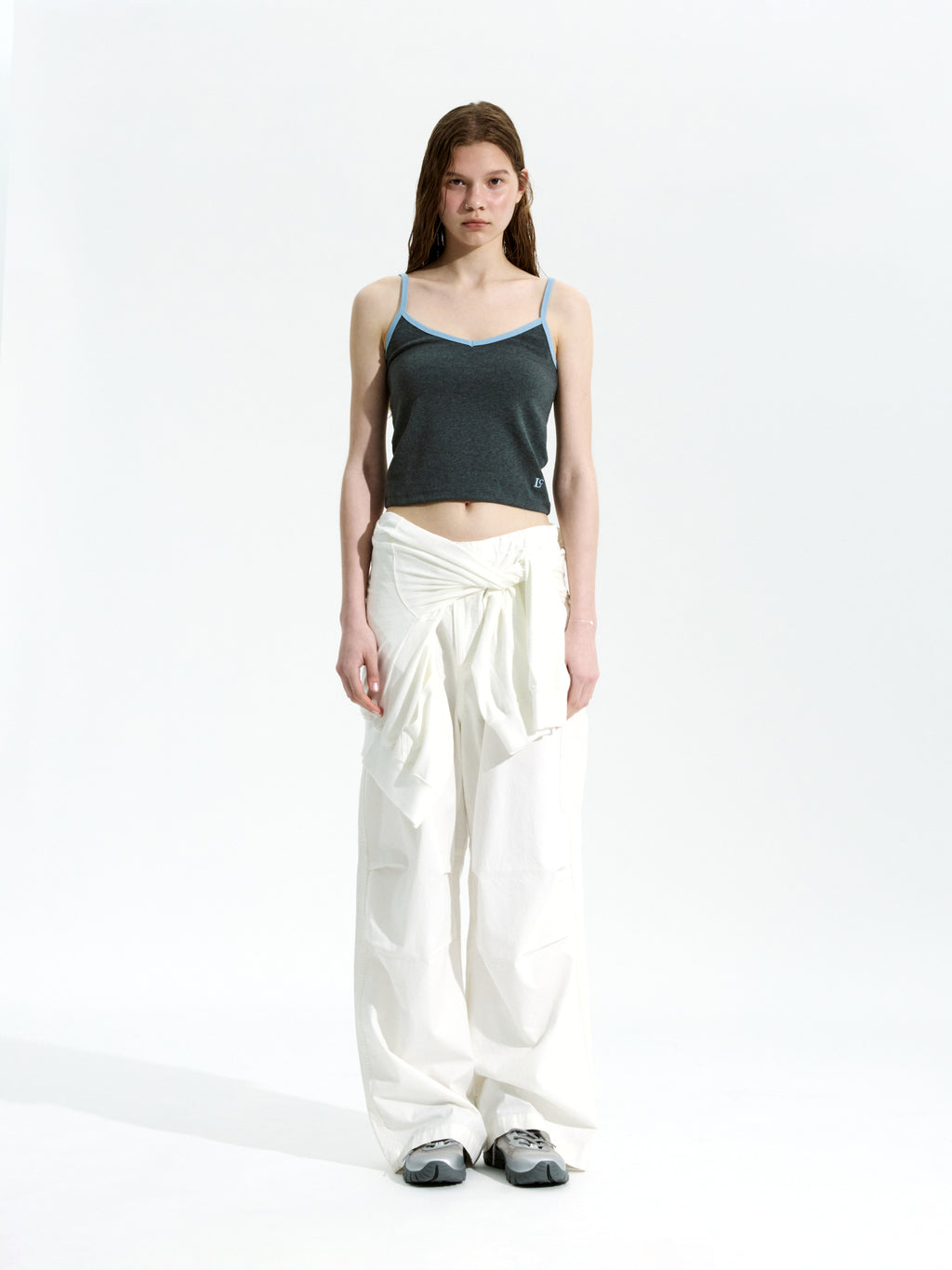 [Low Classic] Organic Silket Camisole_Charcoal