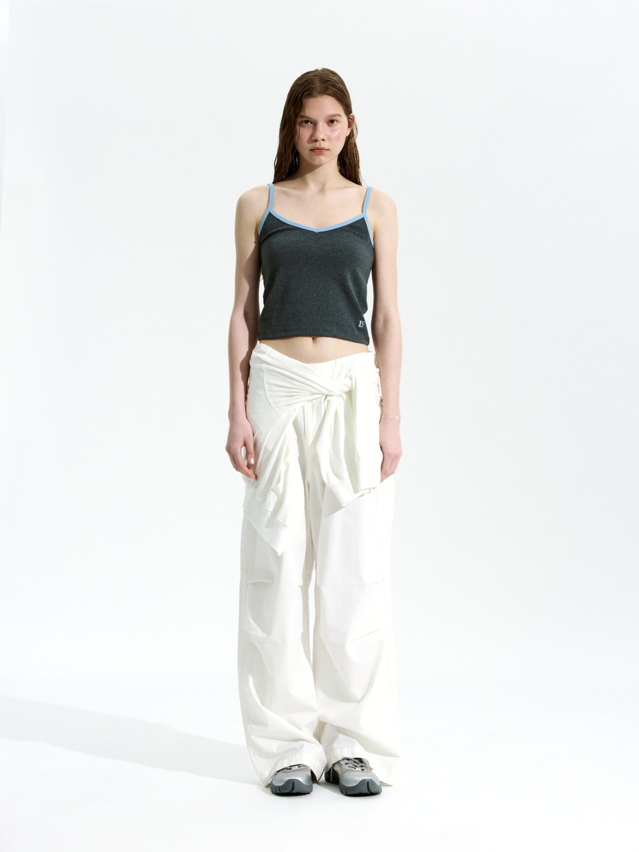 [Low Classic] Organic Silket Camisole_Charcoal