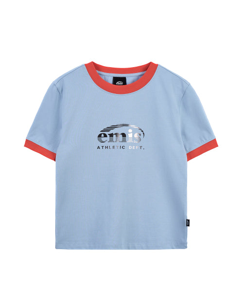 RINGER SPORTY T-SHIRT-LIGHT BLUE/RED