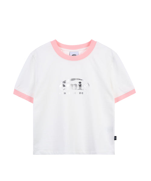 RINGER SPORTY T-SHIRT-WHITE/PINK