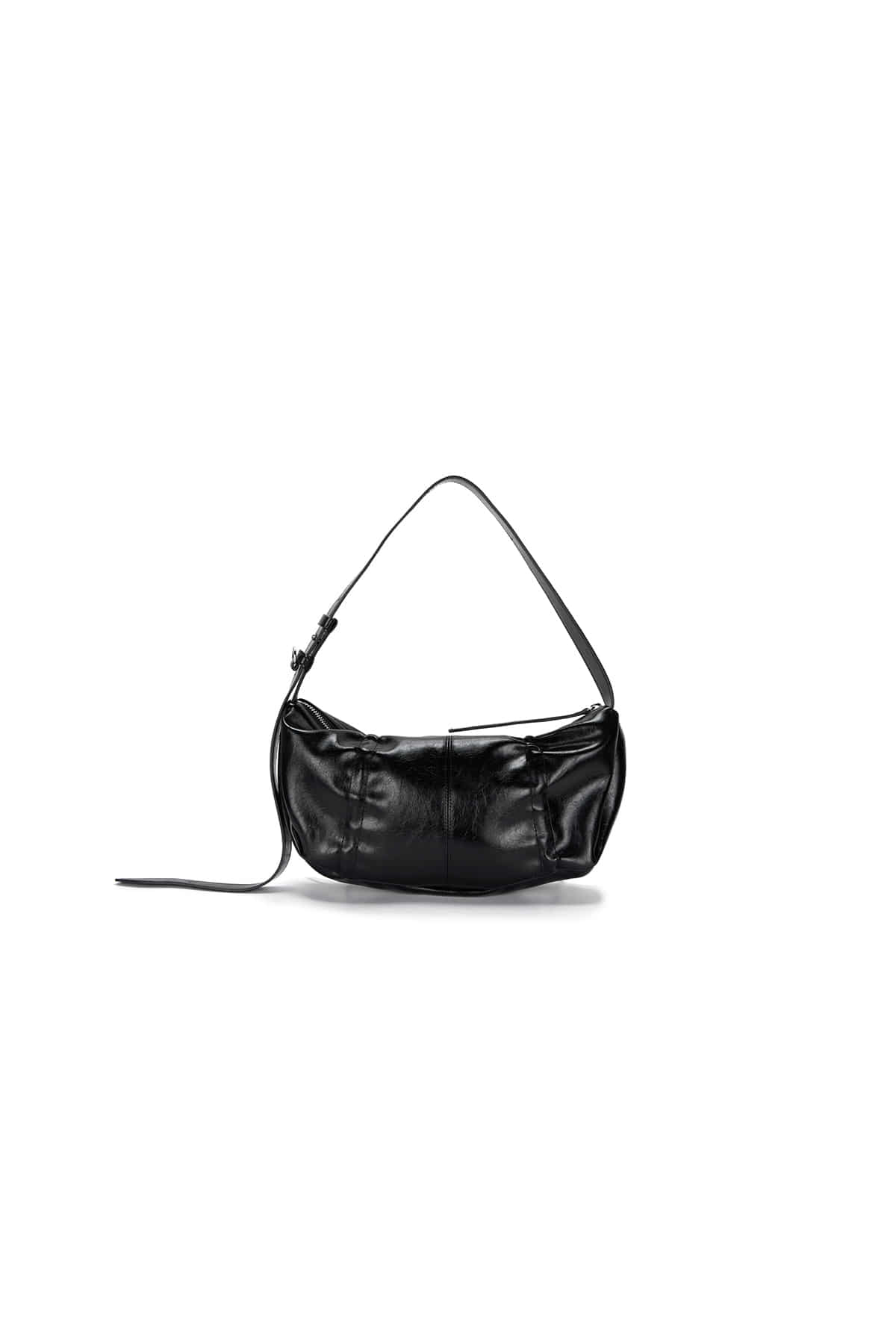 [matinkim] HALF SHIRRING RIBBON ROUND BAG IN BLACK