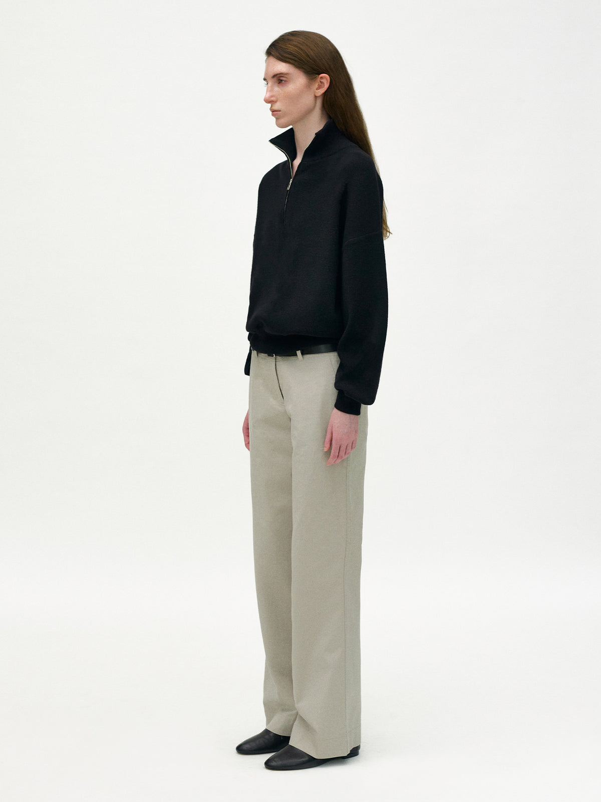 Nothing Written Soft collar half zip-up (Black)