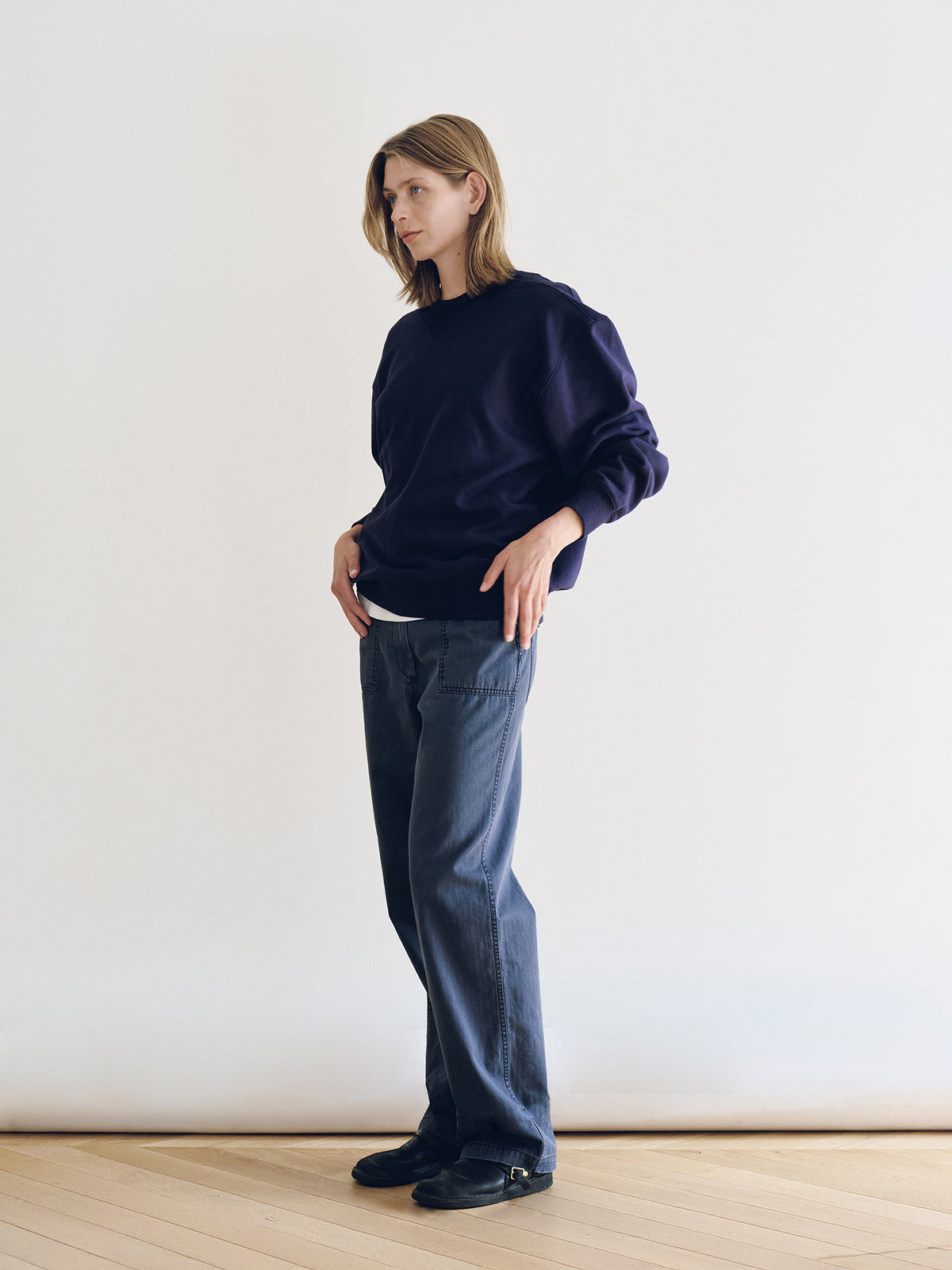 Nothing Written Heritage Panel Sweatshirt (Washed navy)