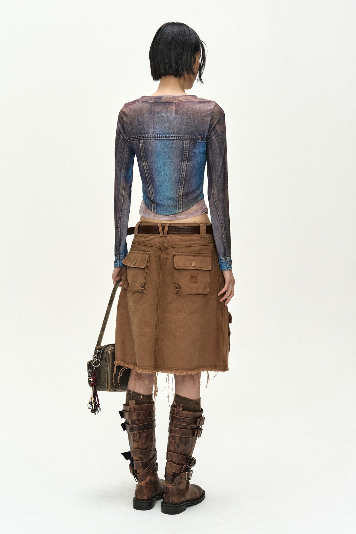 Andersson Bell Trompe L'Oeil Denim Layered Tattoo Top