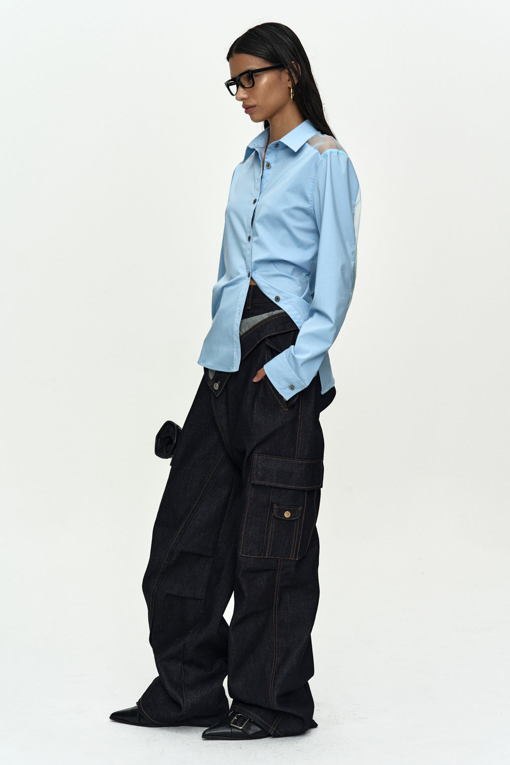 Andersson Bell Mesh Twist-Tuck Shirt