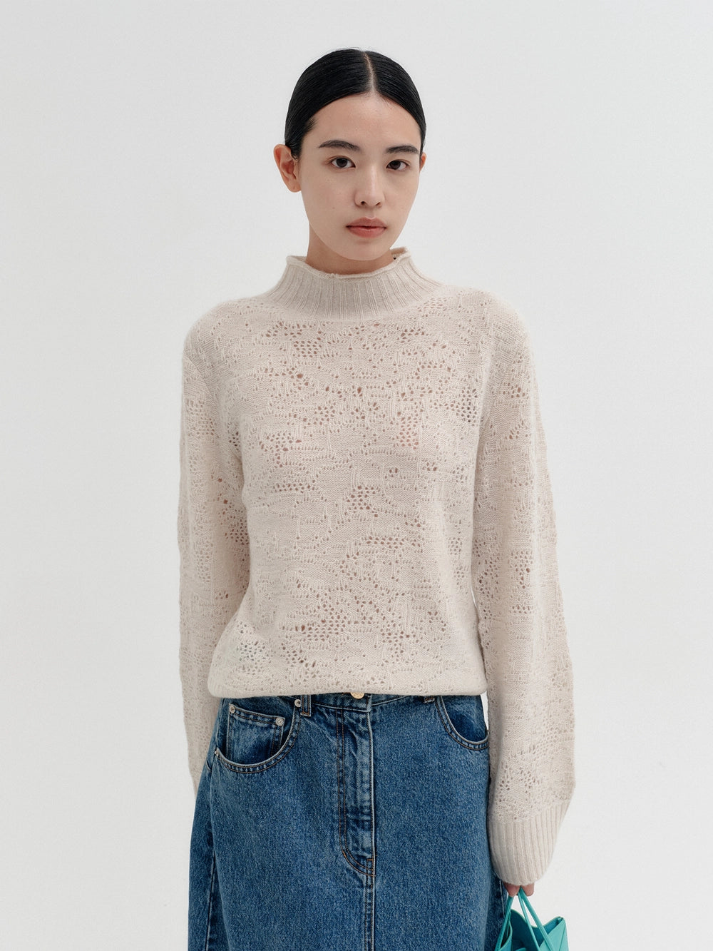 EENK Two-Way Button Neck Knitwear - Ivory