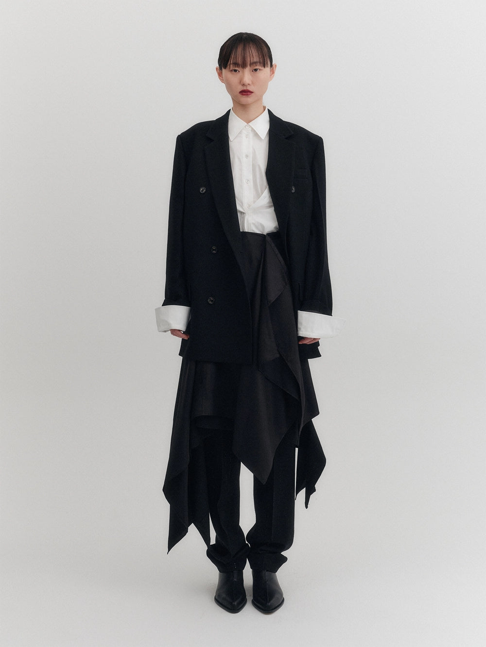 EENK Transformable Double-Breasted Blazer - Black