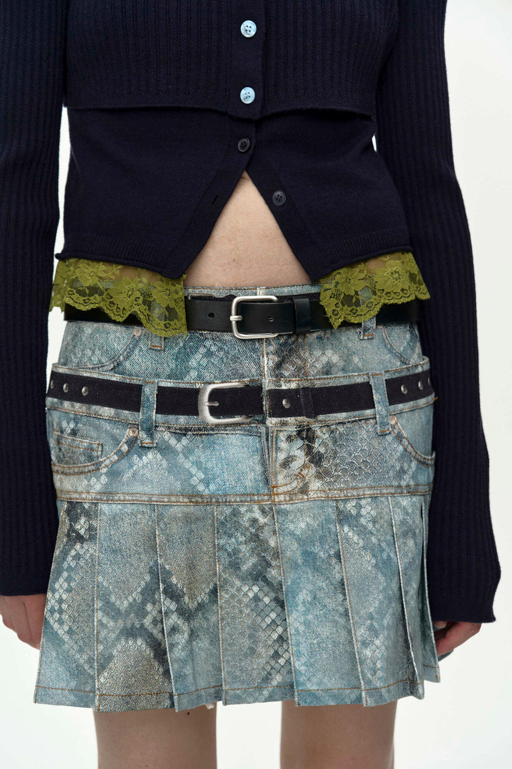 Andersson Bell Python Fade Denim Printed Skirt