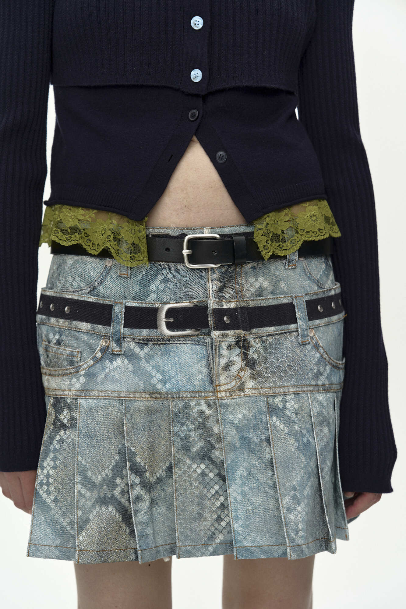 Andersson Bell Python Fade Denim Printed Skirt