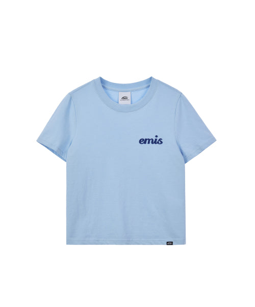 (WOMENS) APPLIQUE T-SHIRT-SKY BLUE