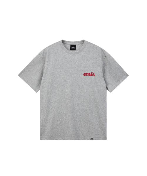 (UNISEX) APPLIQUE T-SHIRT-MELANGE GRAY