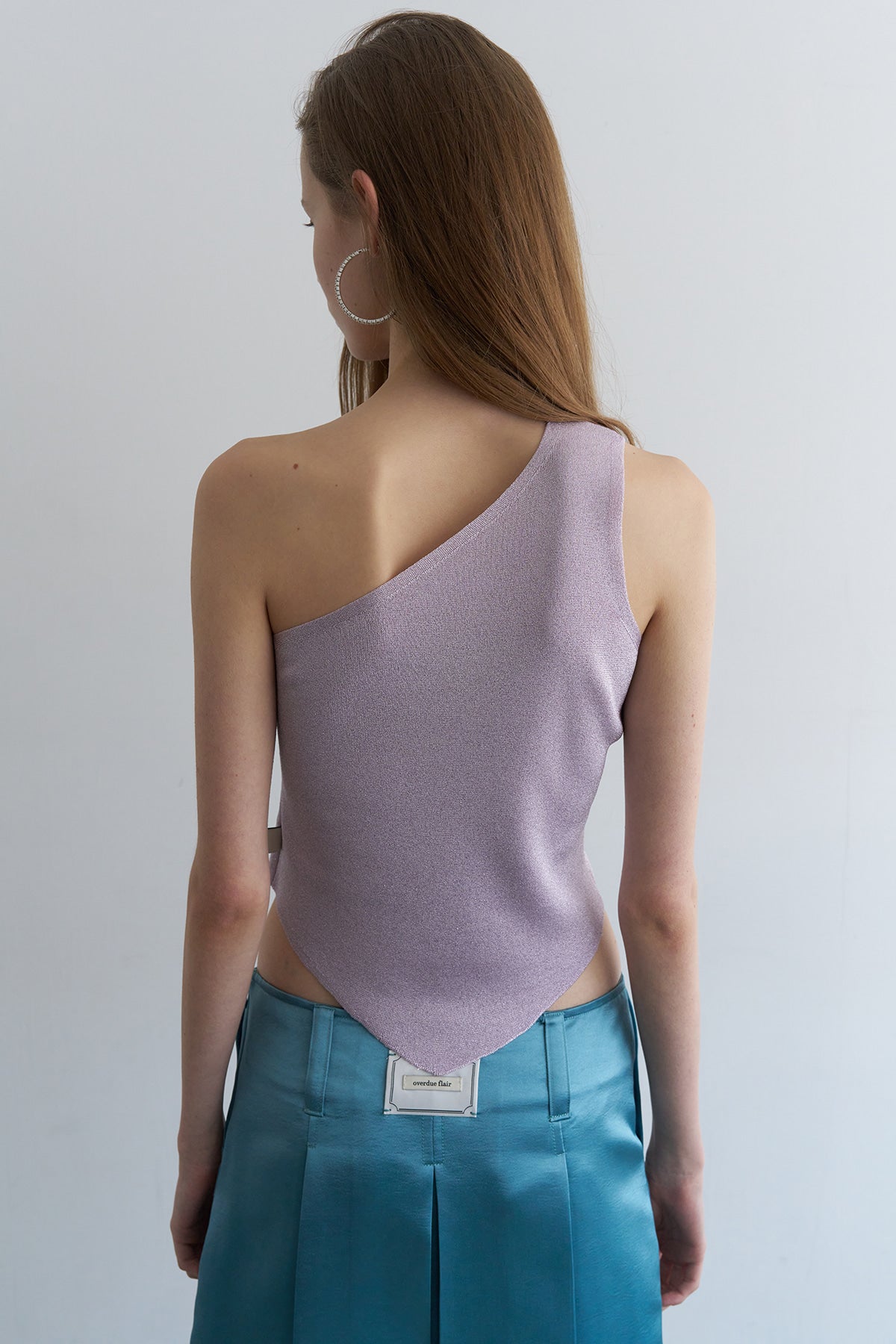 Overdueflair One Shoulder Metal Knit Top Lilac