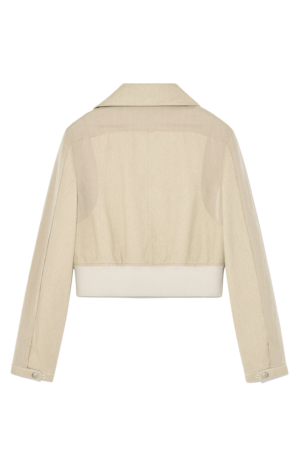 [matinkim] COLOR MIXED SLIM BOMBER JUMPER IN BEIGE