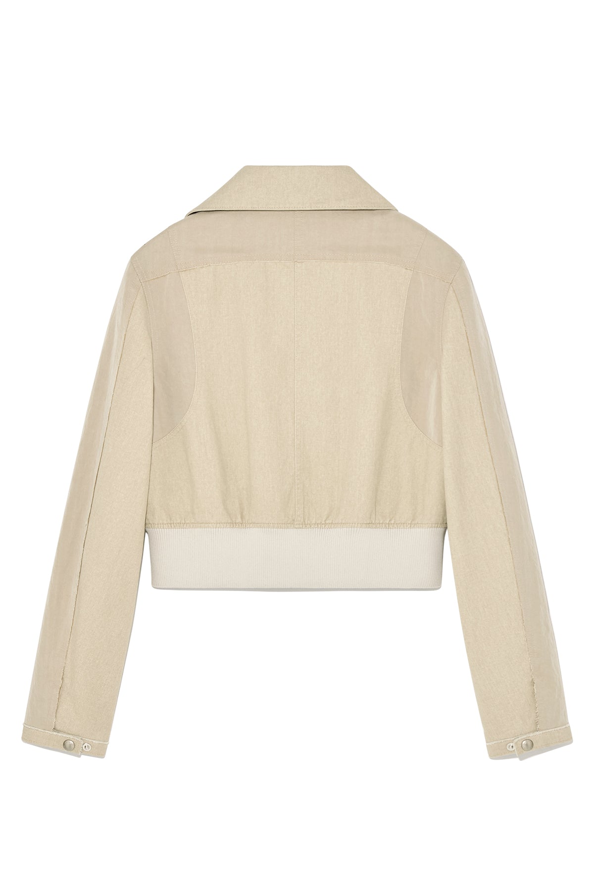 [matinkim] COLOR MIXED SLIM BOMBER JUMPER IN BEIGE