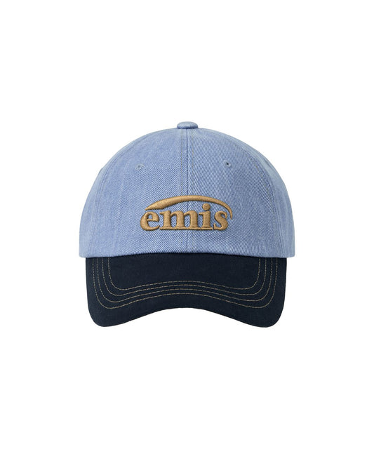 WASHED DENIM BALL CAP-LIGHT BLUE DENIM/NAVY