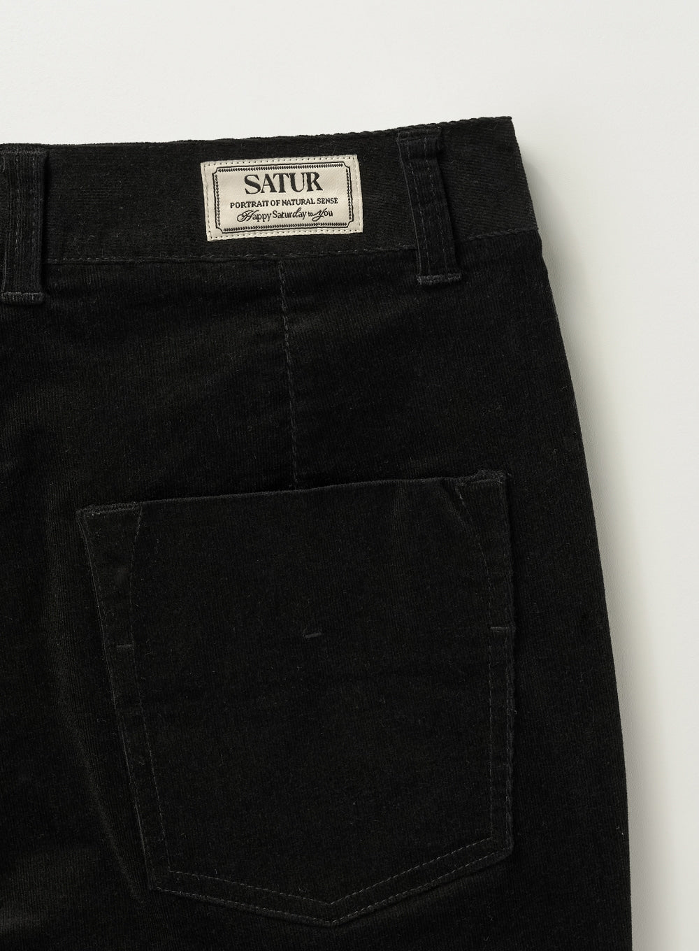 [satur] (W) Soft Corduroy Semi Flared Pants - Black