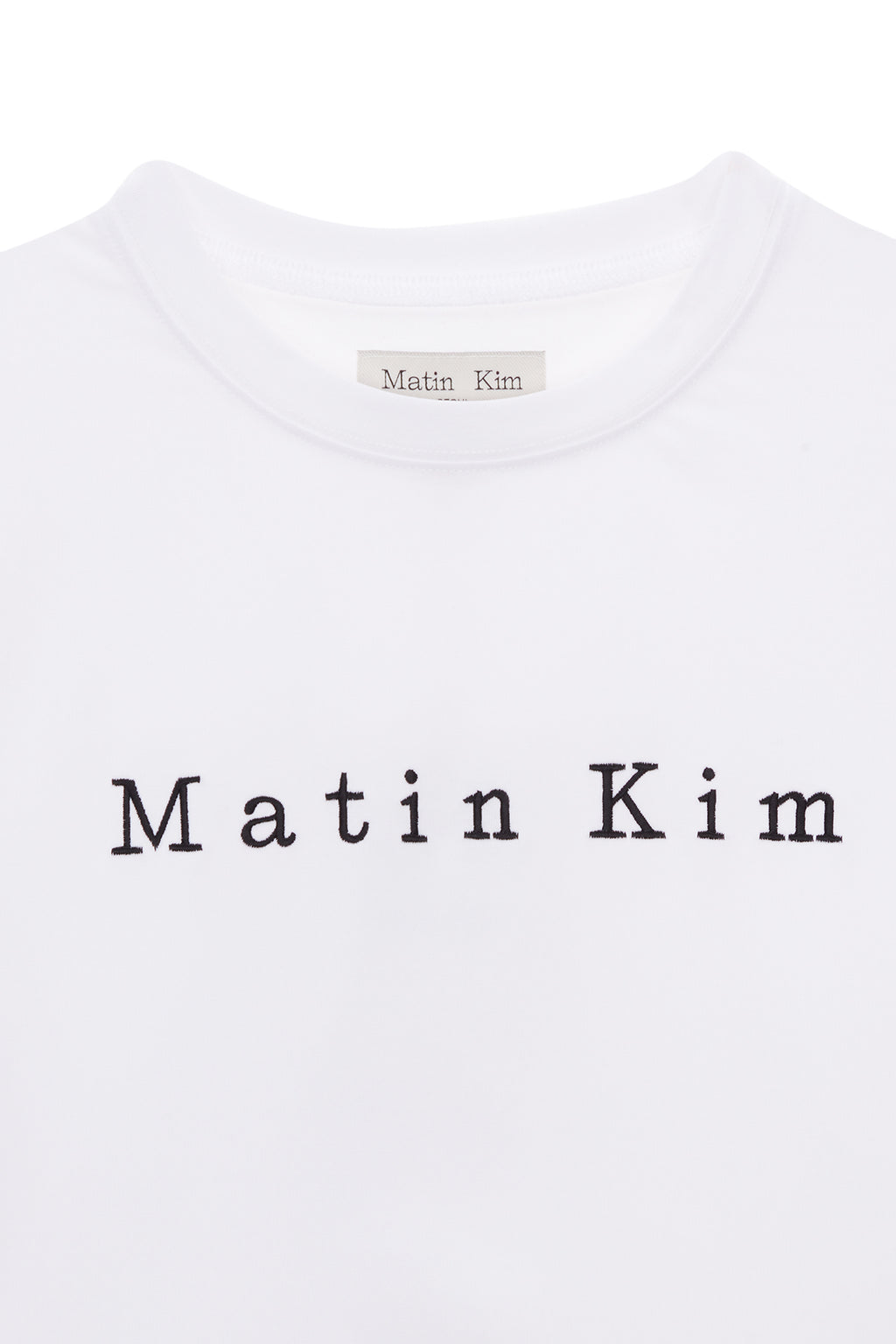 [matinkim] MATIN EMBROIDERY LOGO CROP TOP IN WHITE