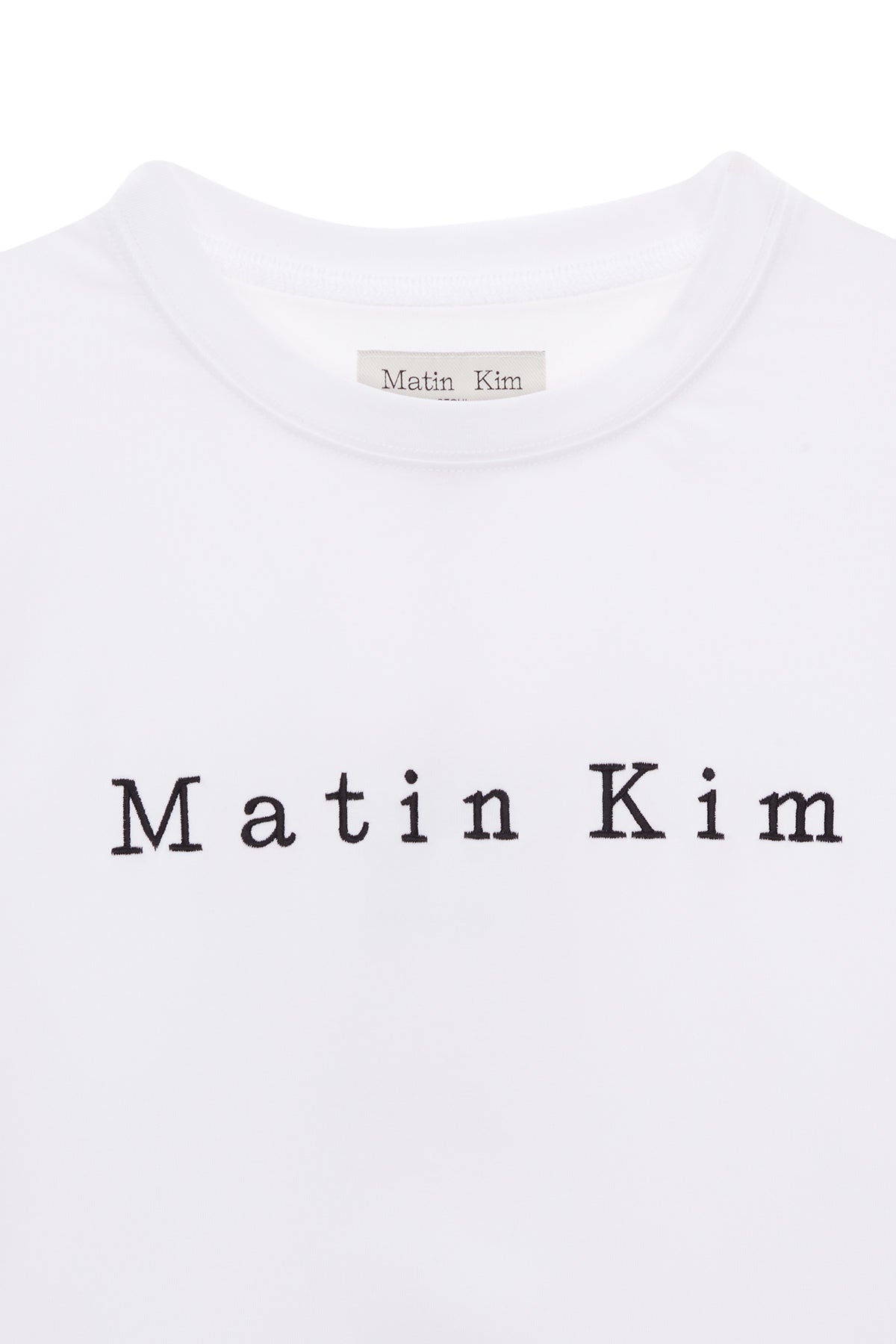 [matinkim] MATIN EMBROIDERY LOGO CROP TOP IN WHITE