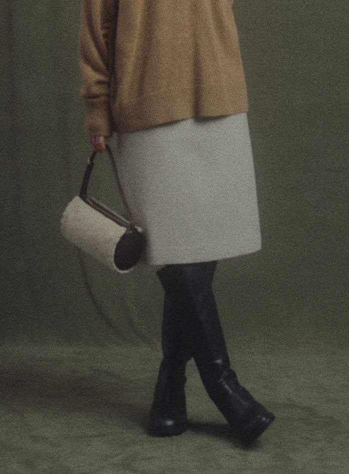 Mango Maniplease Law Wool Skirt Oatmeal