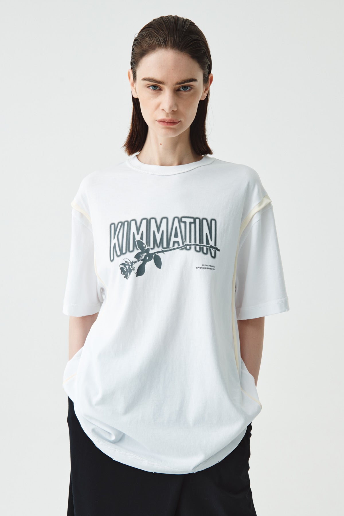Matinkim Rose Print Oversize T-Shirt IN White