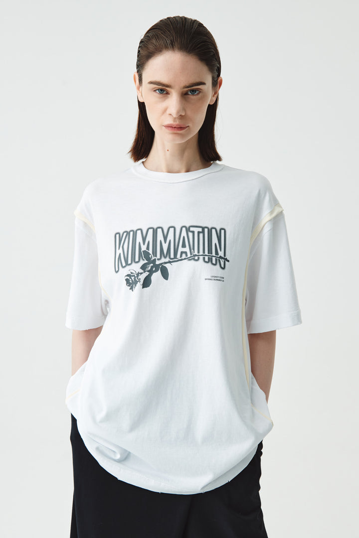 Matinkim Rose Print Oversize T-Shirt IN White
