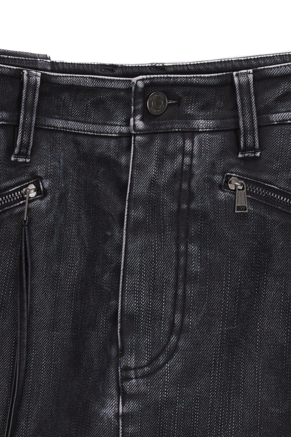 [matinkim] ZIPPER POCKET WASHED LEATHER MINI SKIRT IN NAVY