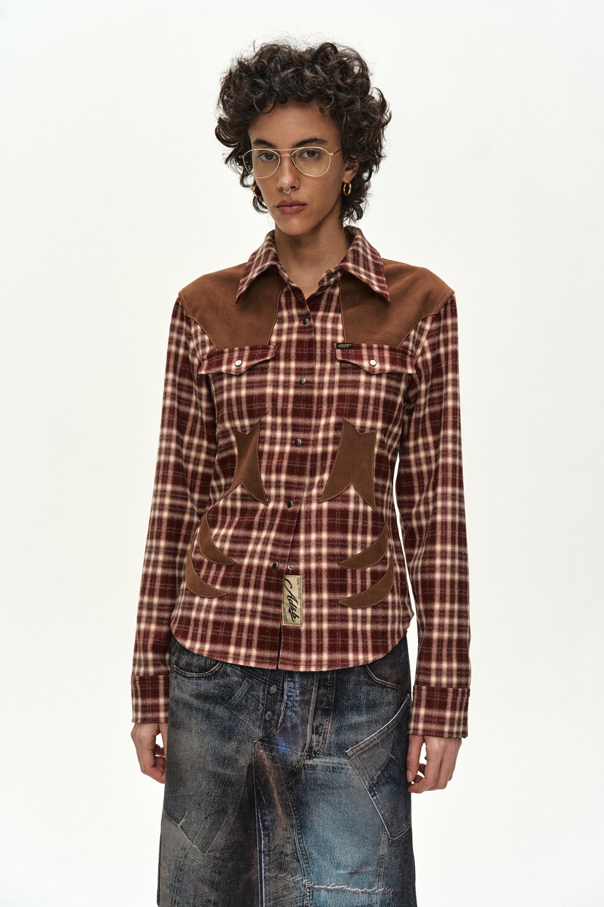 Andersson Bell Checkered Western Patched Shirt