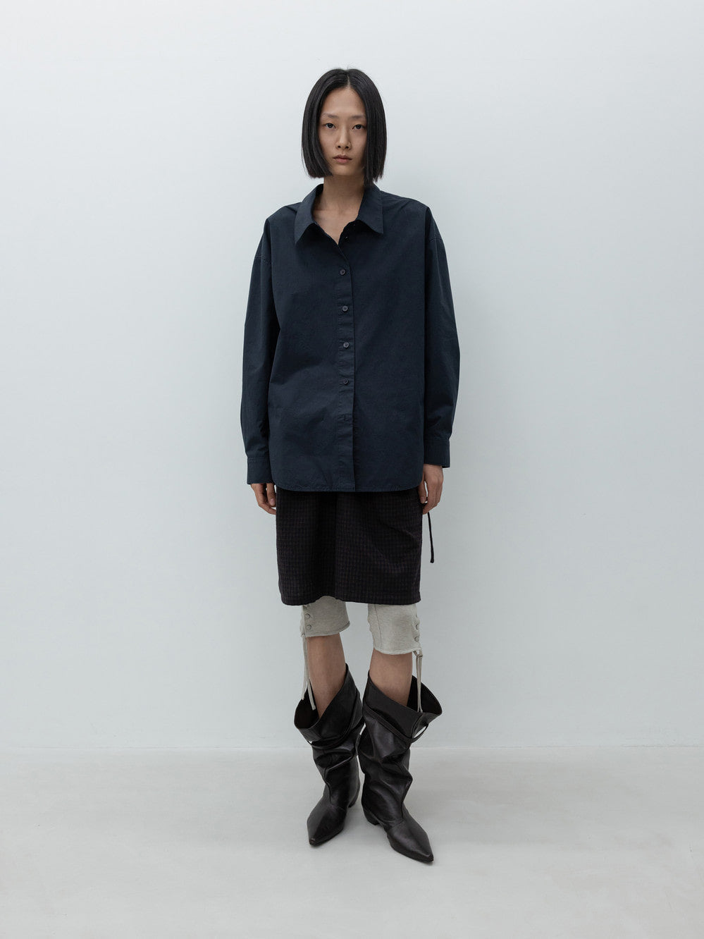 Low Classic Oversized Cotton Shirt Navy