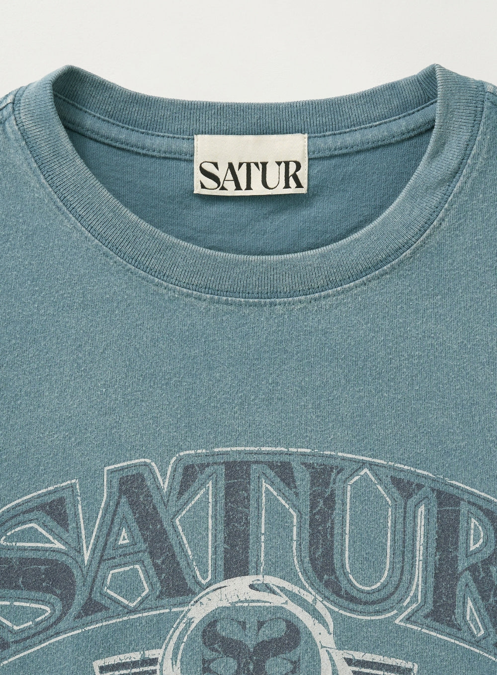 [satur] (W) Arch Logo Pigment Washed T-shirt - Blue