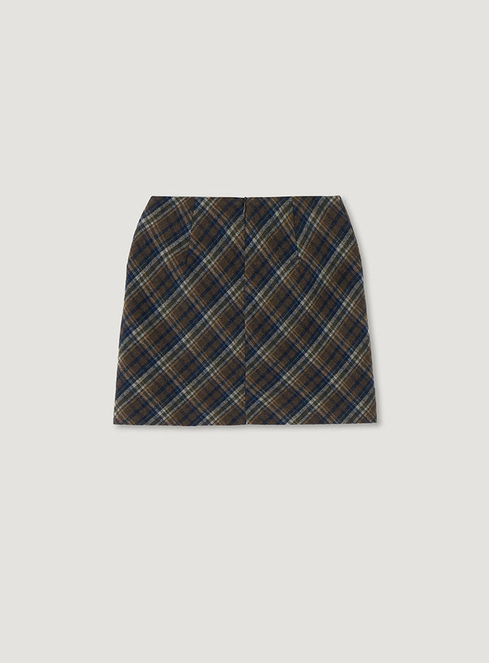 Mango Maniplease Nix Check Mini Skirt Brown