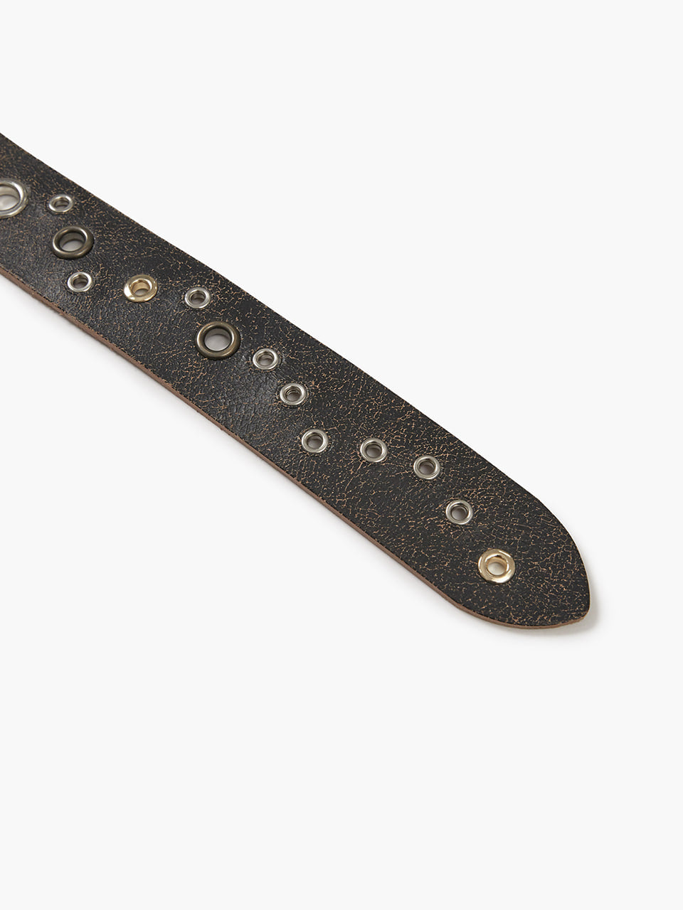 Margesherwood Eyelet Crack Leather Belt dark brown