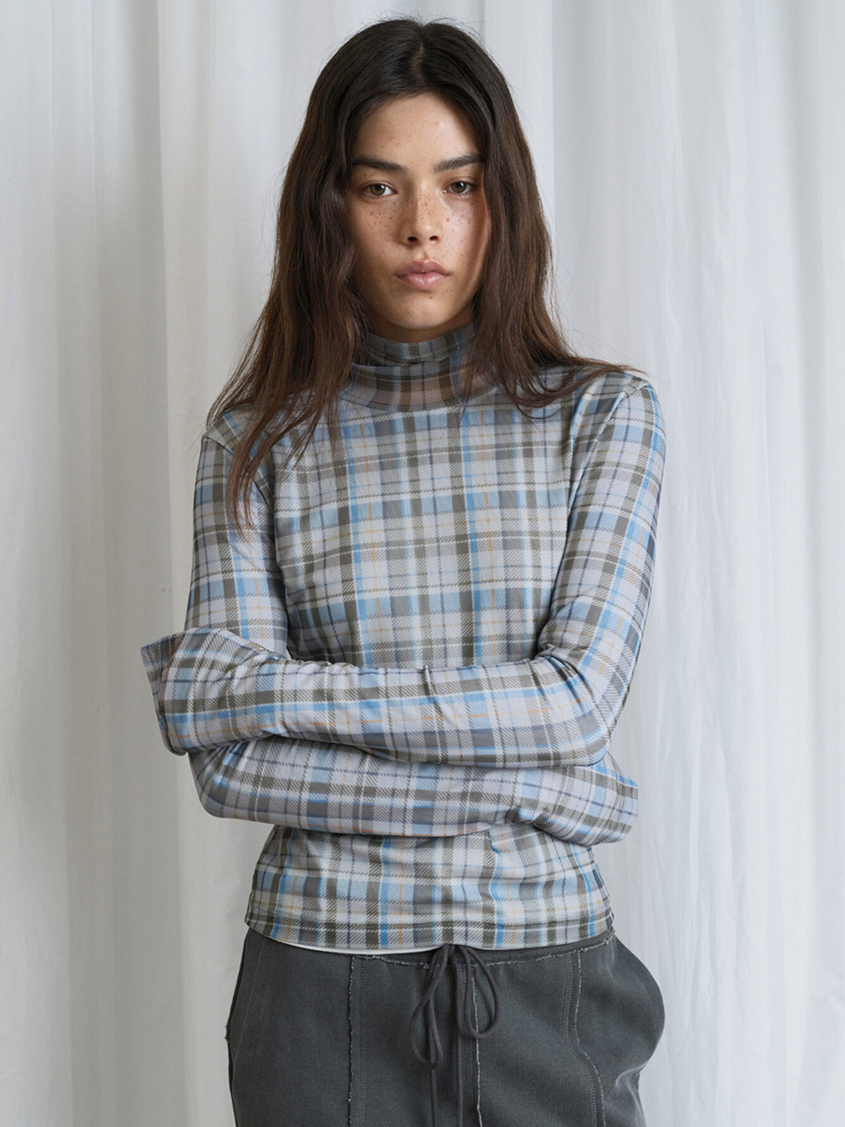 Raive High-neck Vintage Check Top