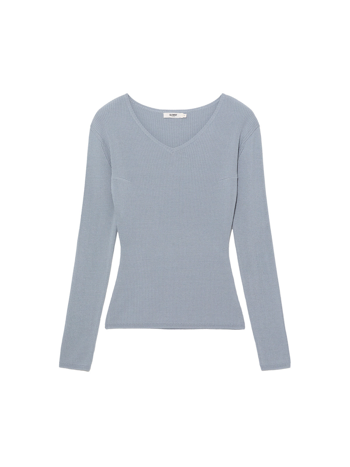 GLOWNY G Classic Rib V-Neck Knit (Blue)
