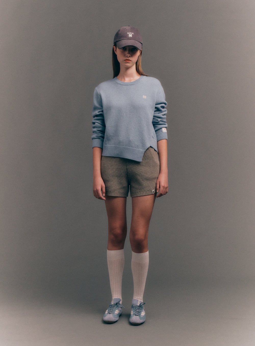 [satur] (W) Dublin Unbalanced Cashmere Blend Knit - Ice Blue