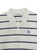 MLB Korea Women's Varsity Stripe Crop Polo T-Shirts