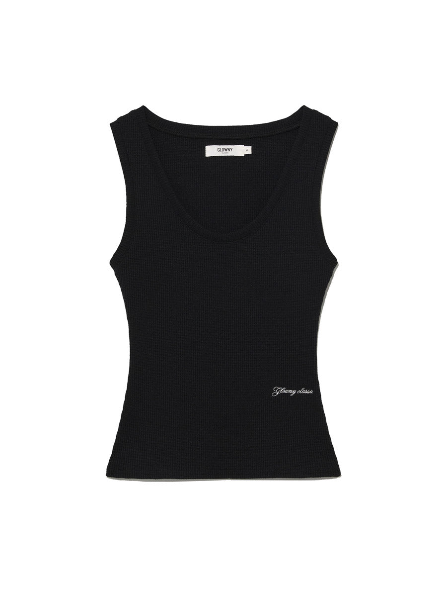 GLOWNY Rocky Waffle Sleeveless Top 2.0 (Black)