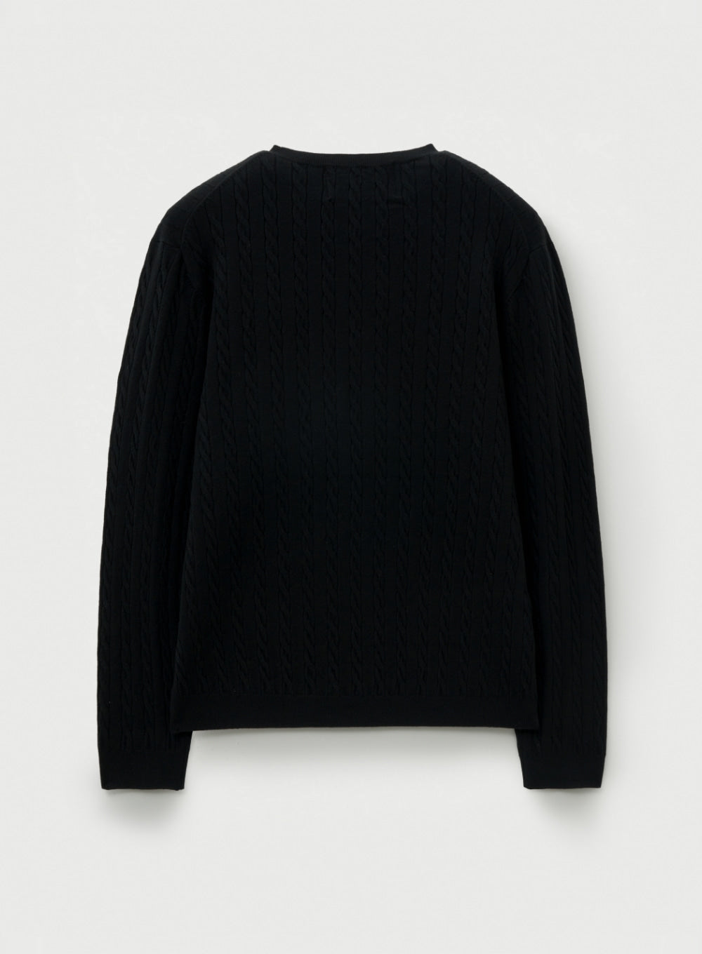 [satur] Plain Cable Crew Neck Knit - Black