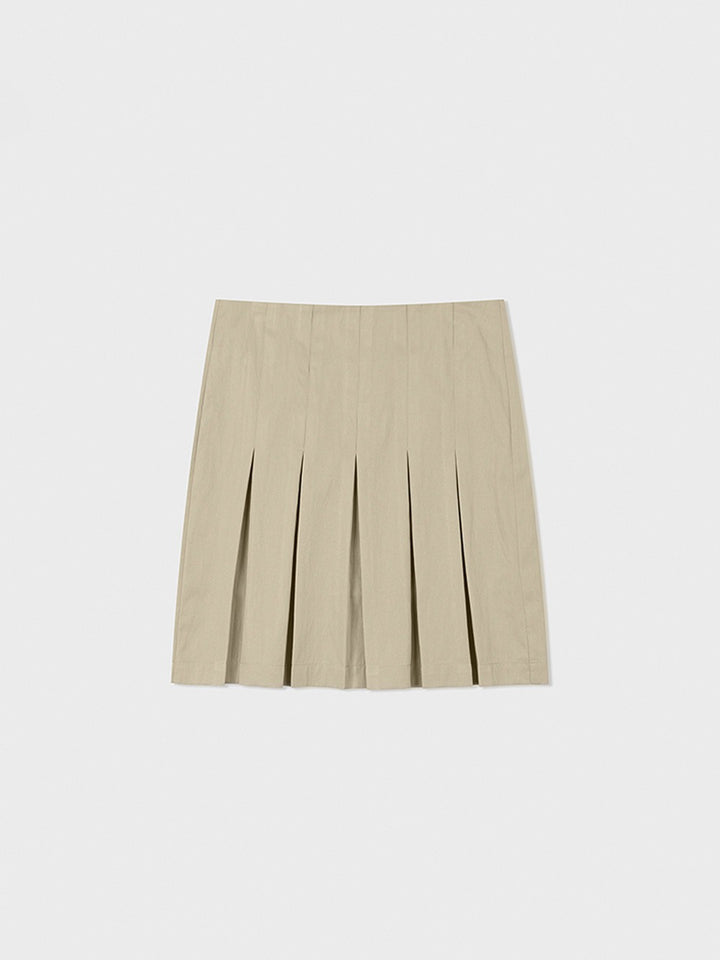 Low Classic Soft Nylon Pleated Skirt Beige