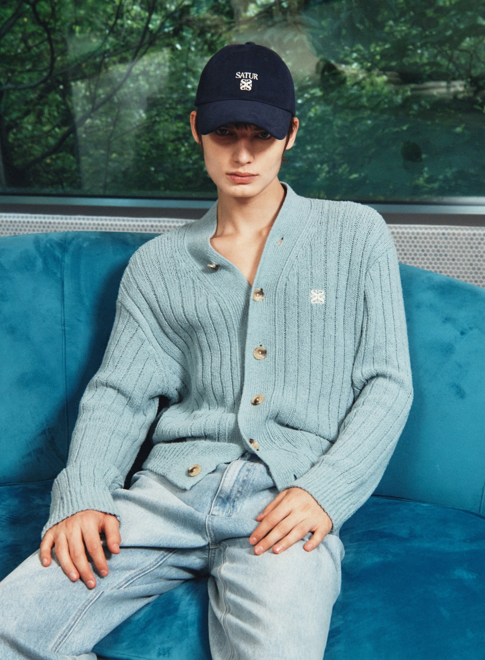 [satur] Loren Apero Small Logo Ball Cap - Navy