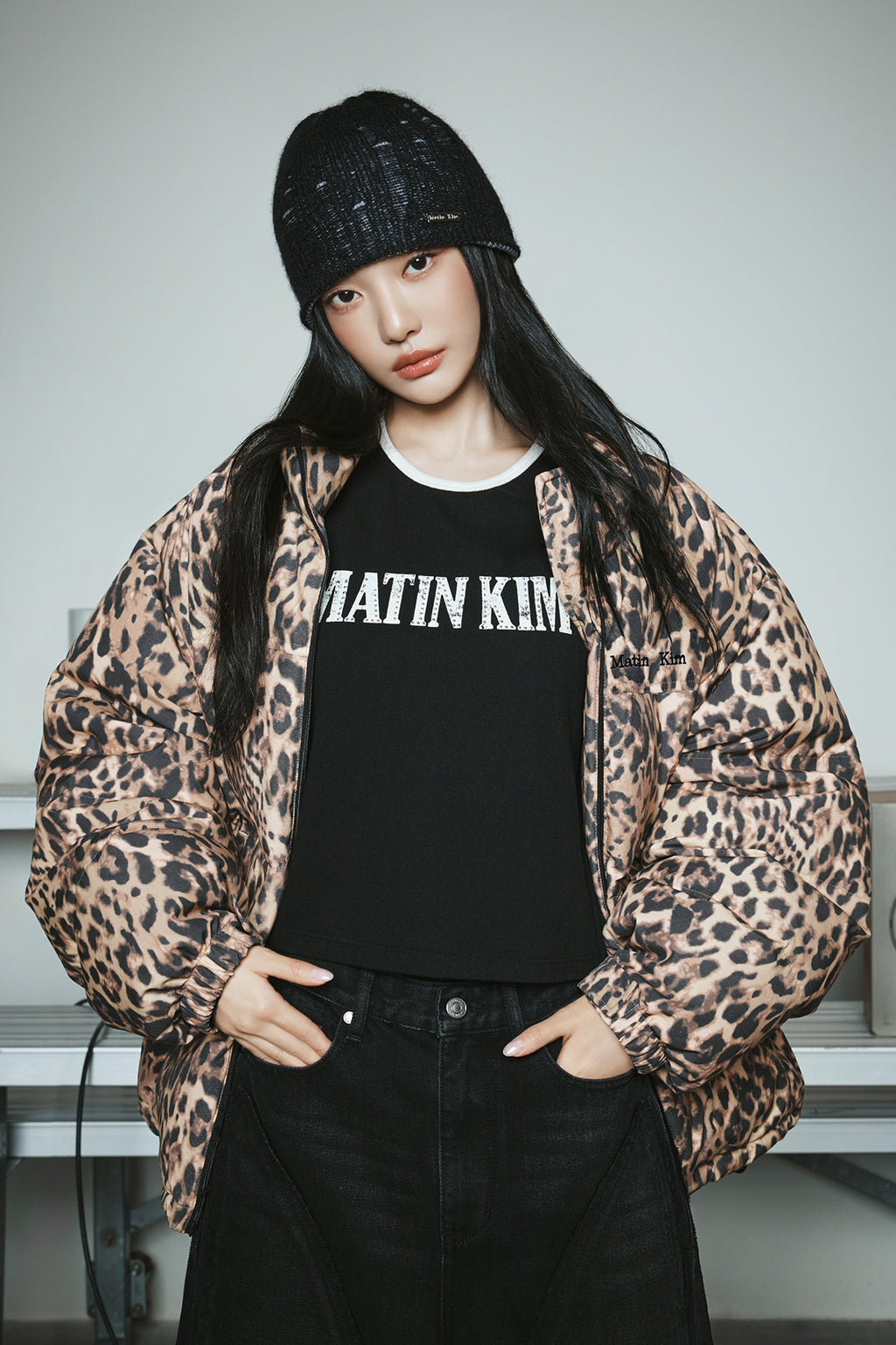 [matinkim] LEOPARD DOWN JUMPER IN MIX