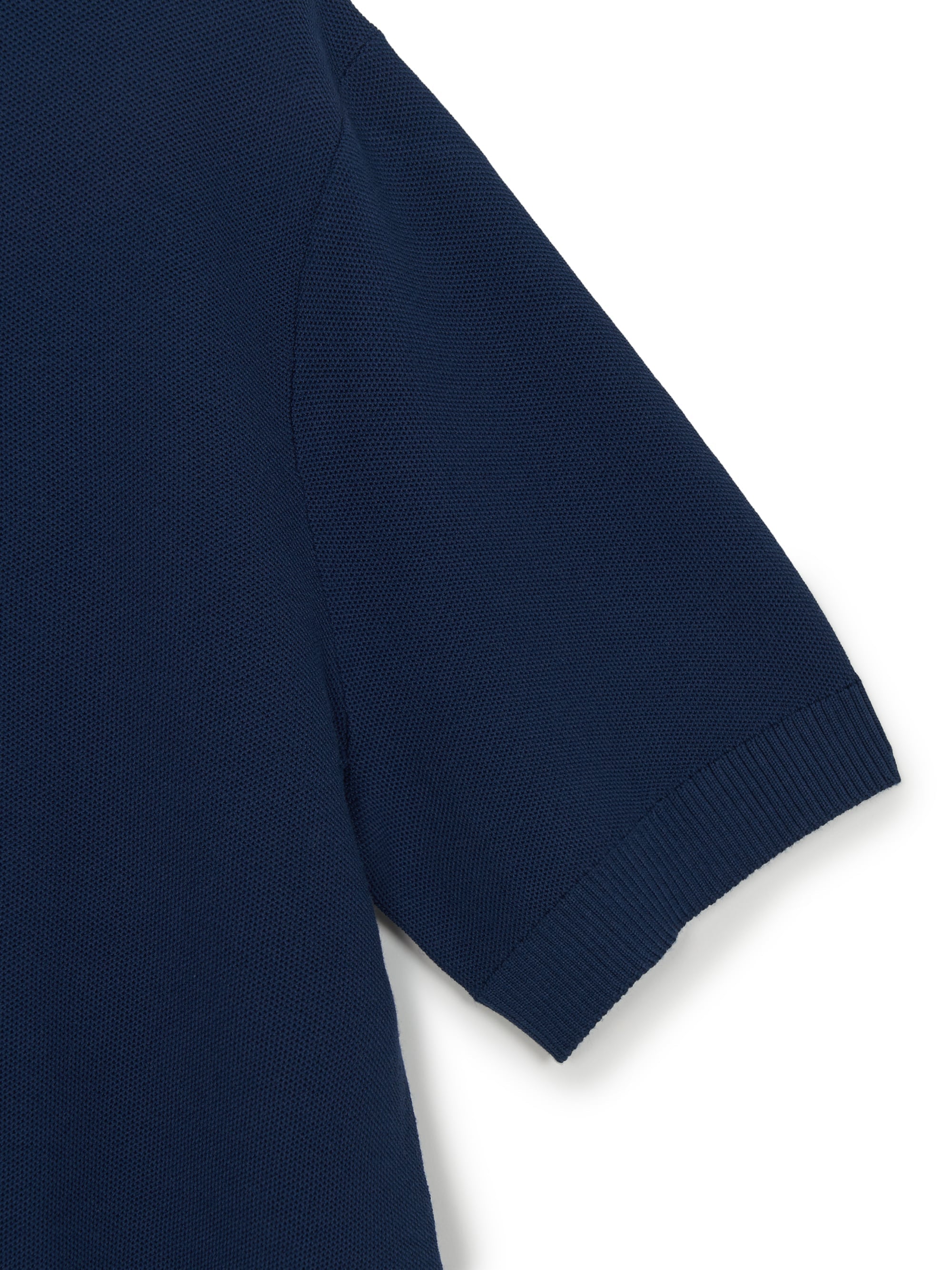 MLB Korea Varsity Tuck Texture Open Collar Short Sleeve Knit Pullover