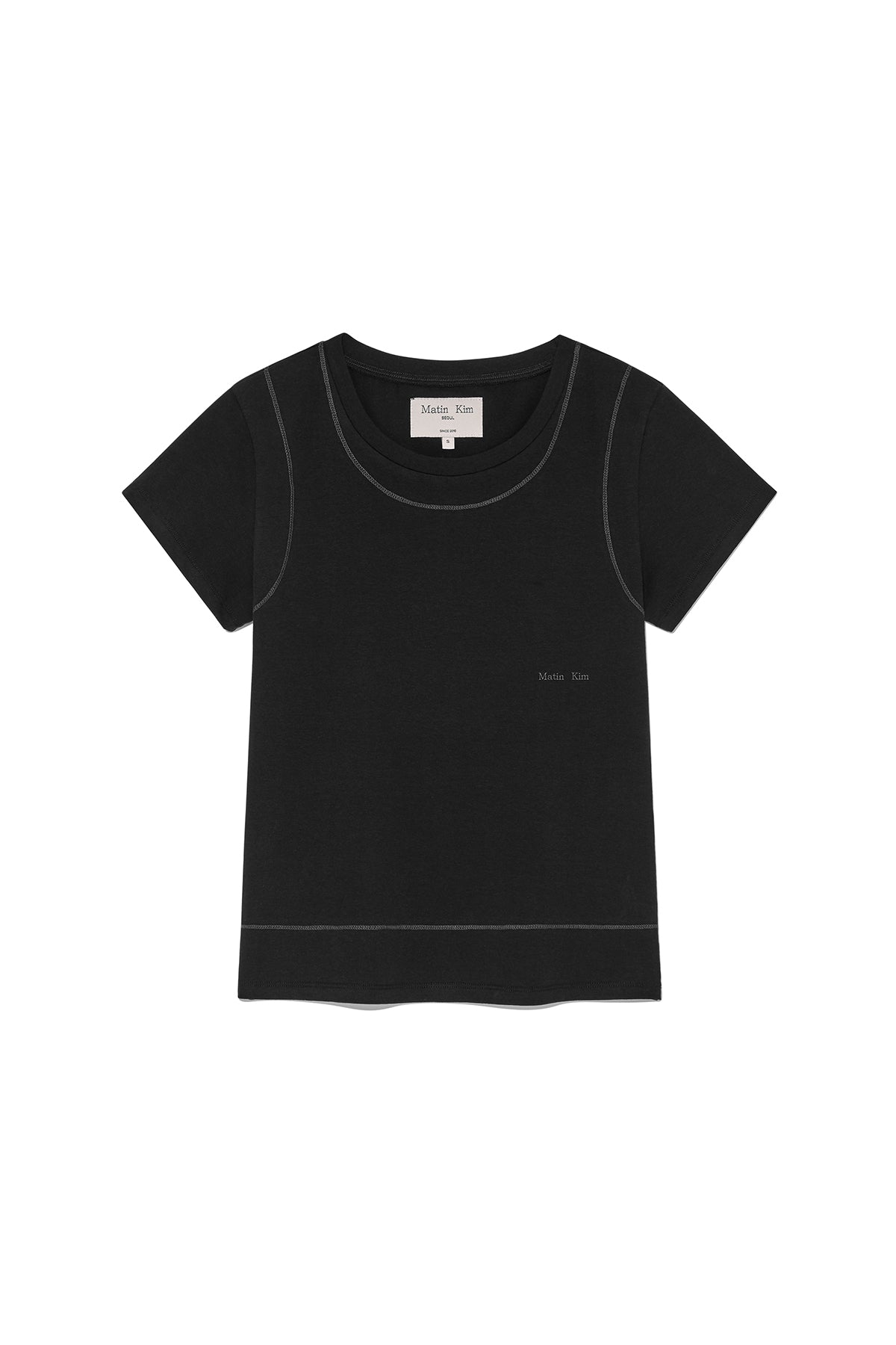 [matinkim] Stitch Point Small Logo Top IN Black