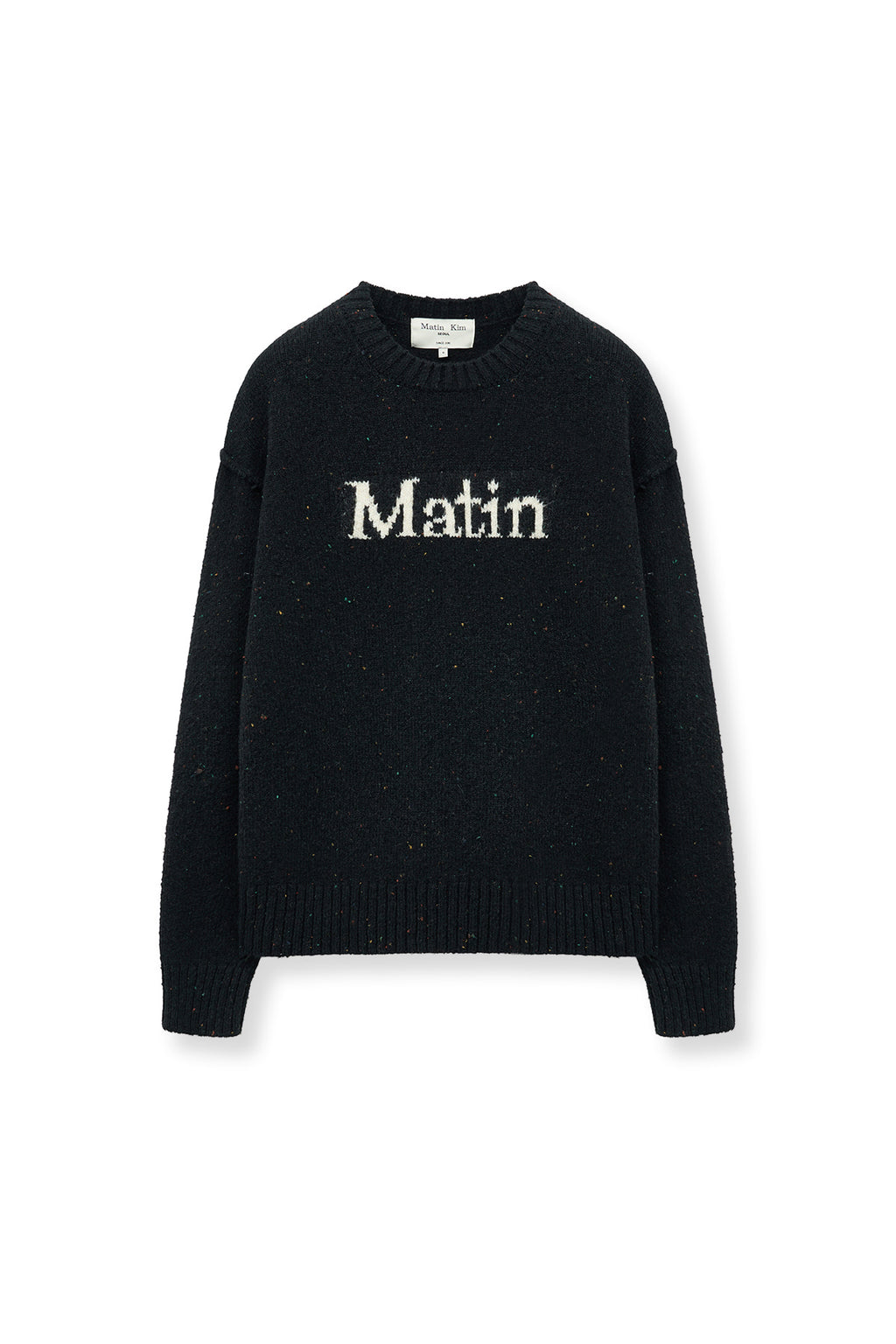 [matinkim] MATIN MIXED YARN KNIT PULLOVER IN DARK NAVY