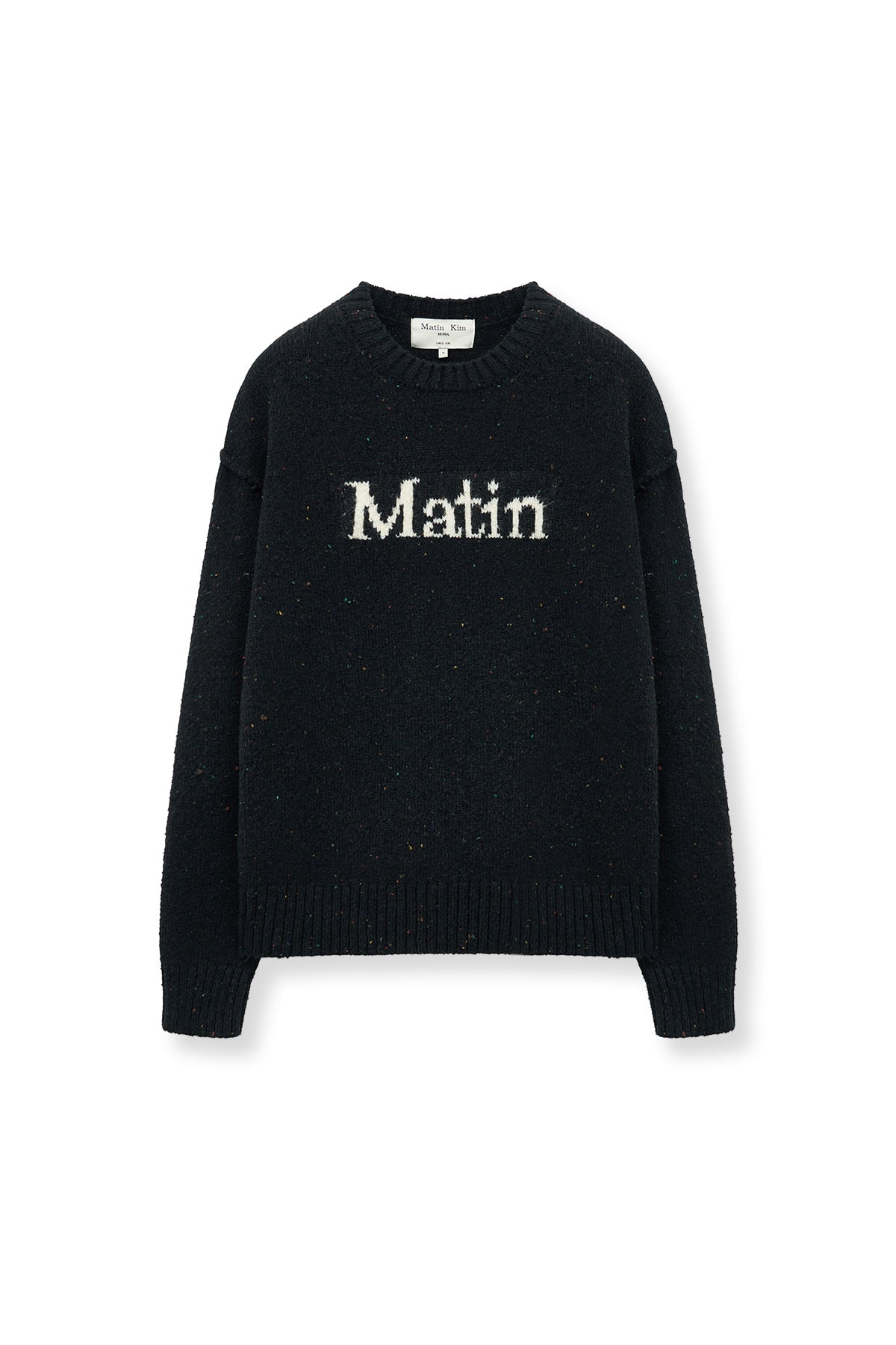 [matinkim] MATIN MIXED YARN KNIT PULLOVER IN DARK NAVY