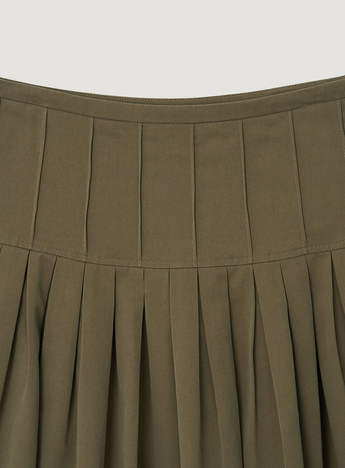 Mango Maniplease Budie Pleats Skirt Khaki Beige