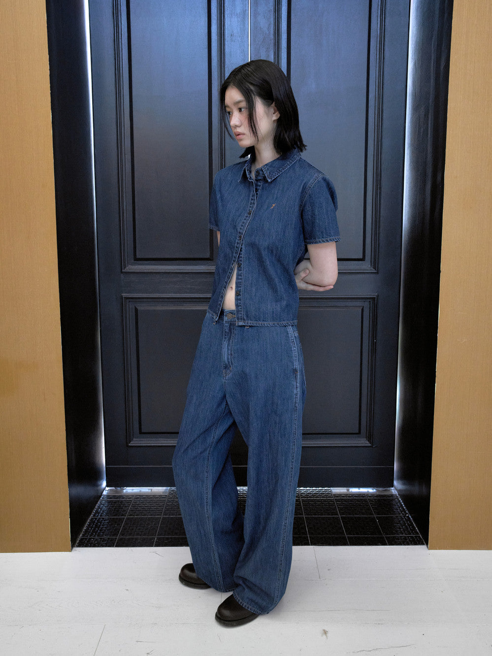 Low Classic Button Straight Jeans Blue
