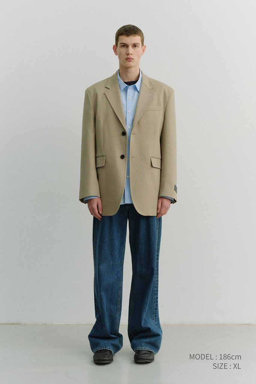 Dunst Unisex Oversized Wool Blazer Camel Beige