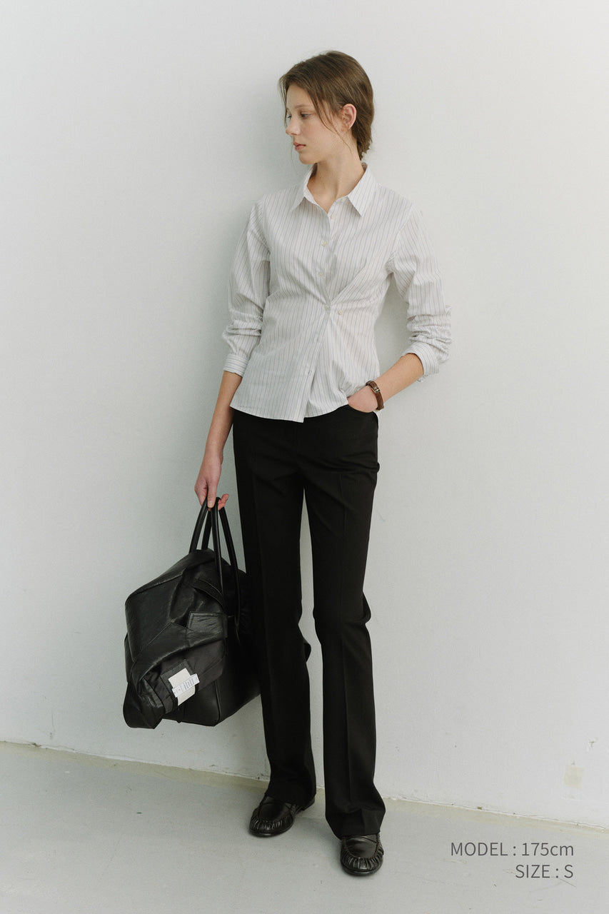 Dunst Semi Boot-Cut Slim Slacks Black